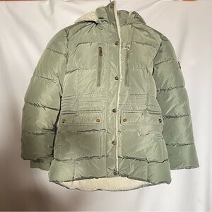 DKNY Sage Green Puffer Jacket with Fleece Lining